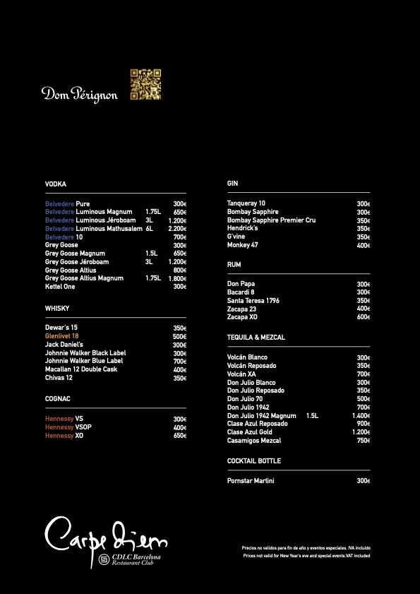 cdlc barcelona bottle menu
