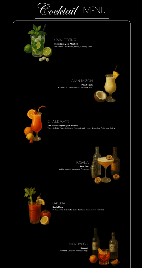 menu luz de gas