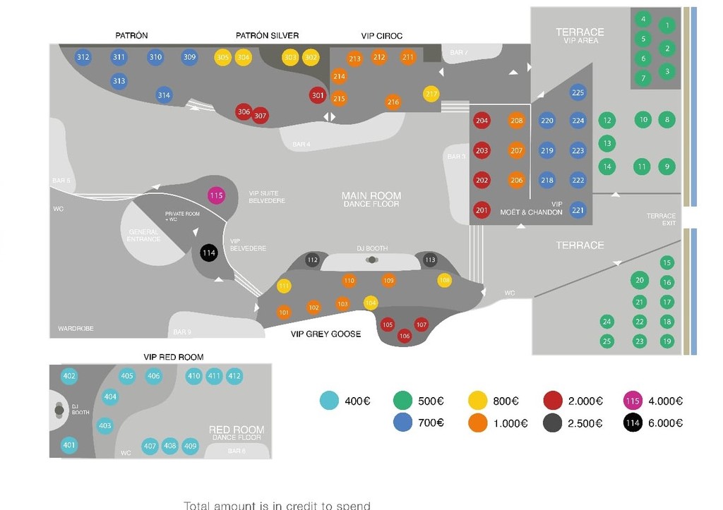 Pacha Barcelona Table Map