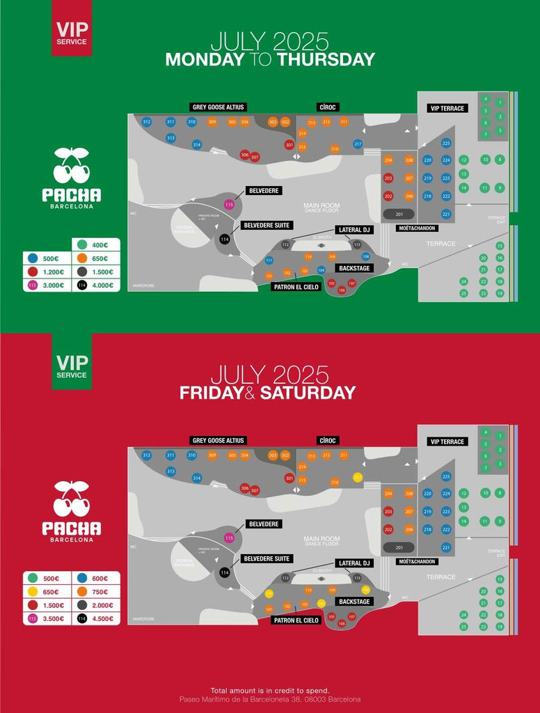 pacha barcelona table map