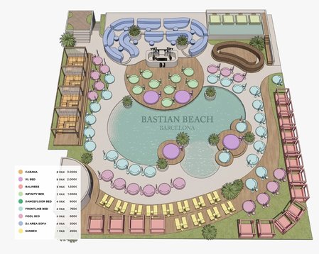 Bastian Beach Club tables map